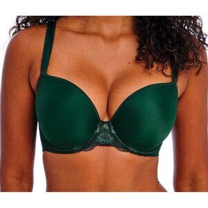 Freya Loveland Molded Plunge Underwire Bra Emerald Green 32D NEW